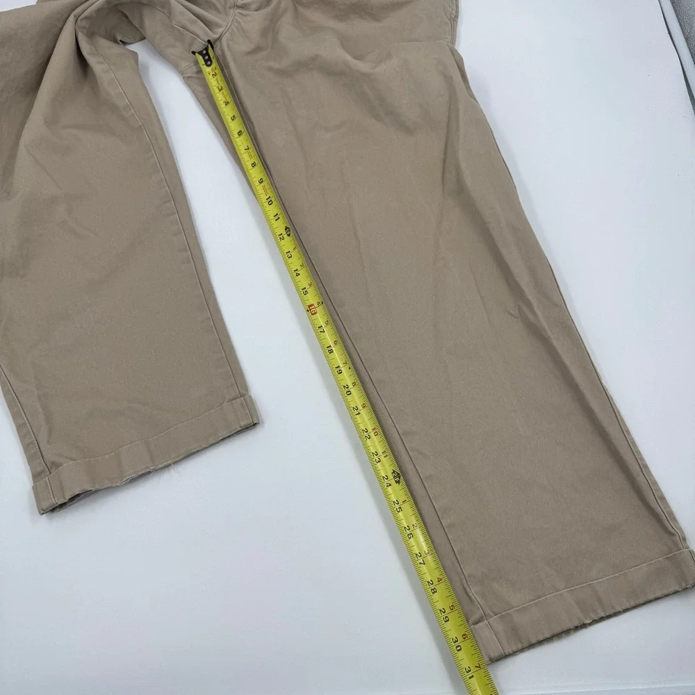 Orvis Pleated Chinos Mens 42 Khaki Tan Cotton Twill Straight Leg Cuffed Pants